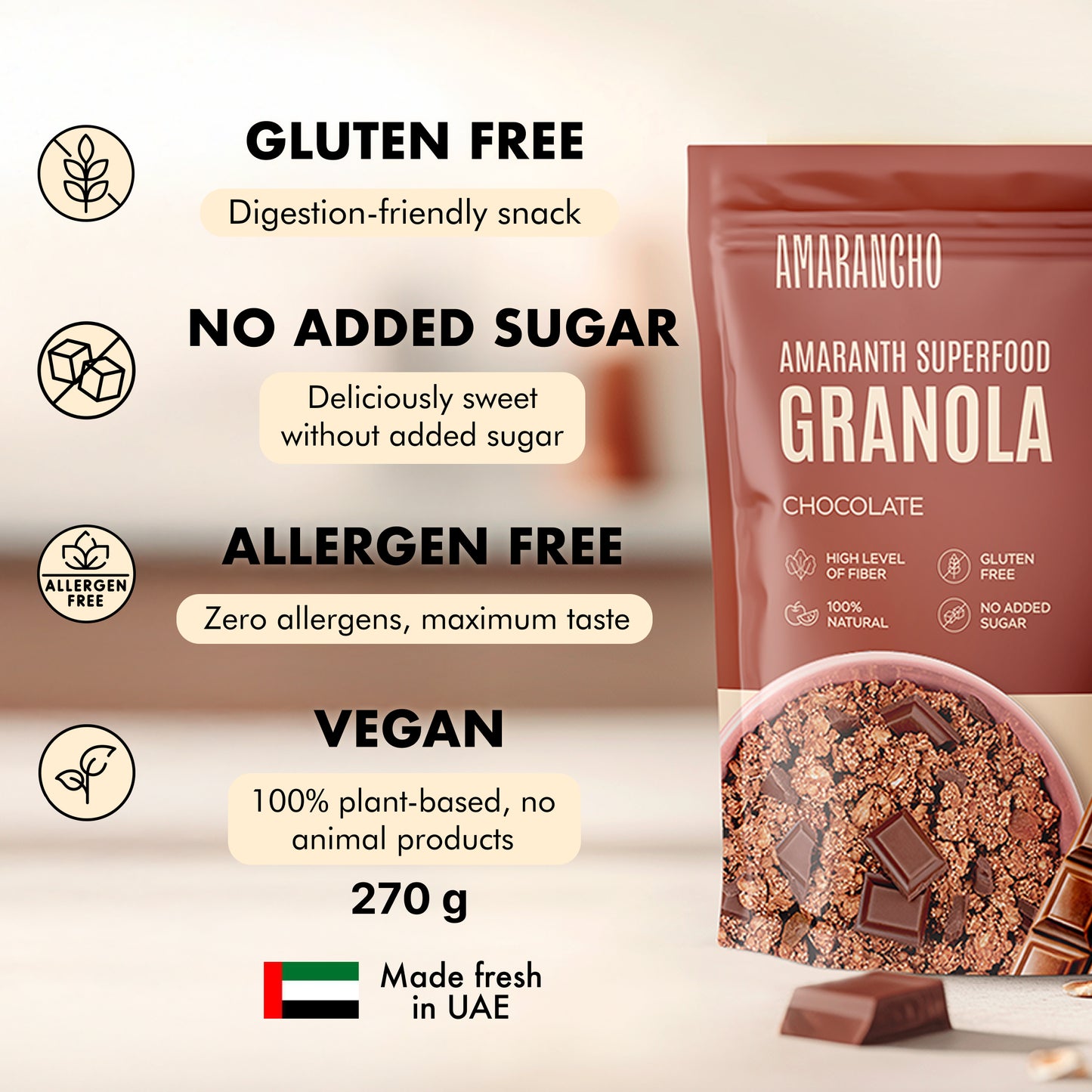 Amarancho Chocolate Granola 270 gr x2